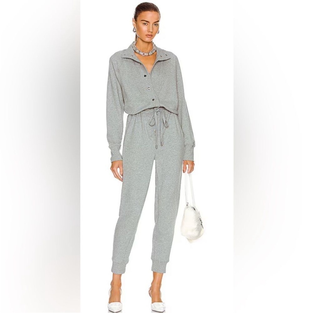 Veronica Beard Jumpsuit Finn French Terry Drawstring in Grey - Picture 2 of 8